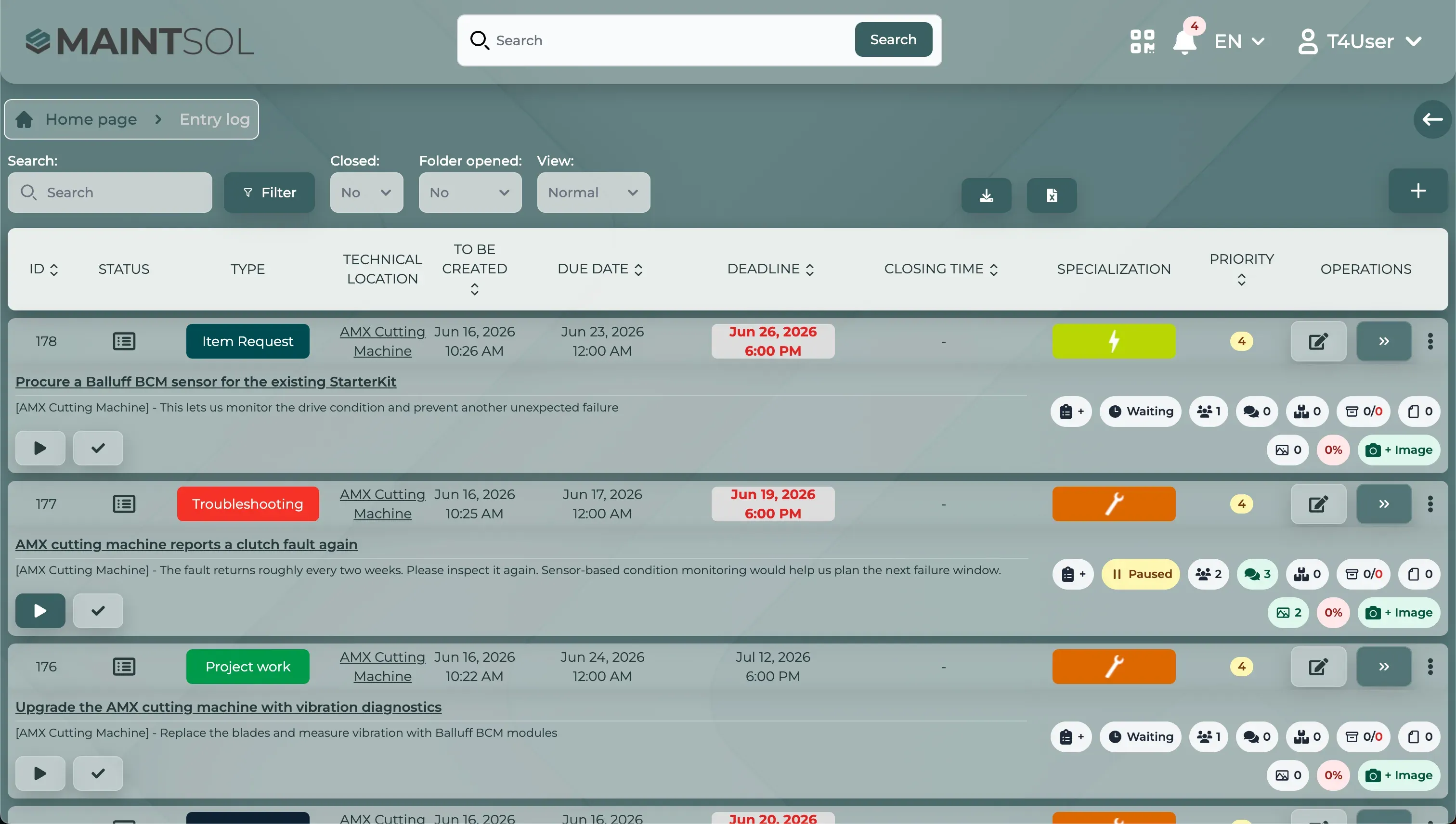 TAMMS Logbuch Dashboard