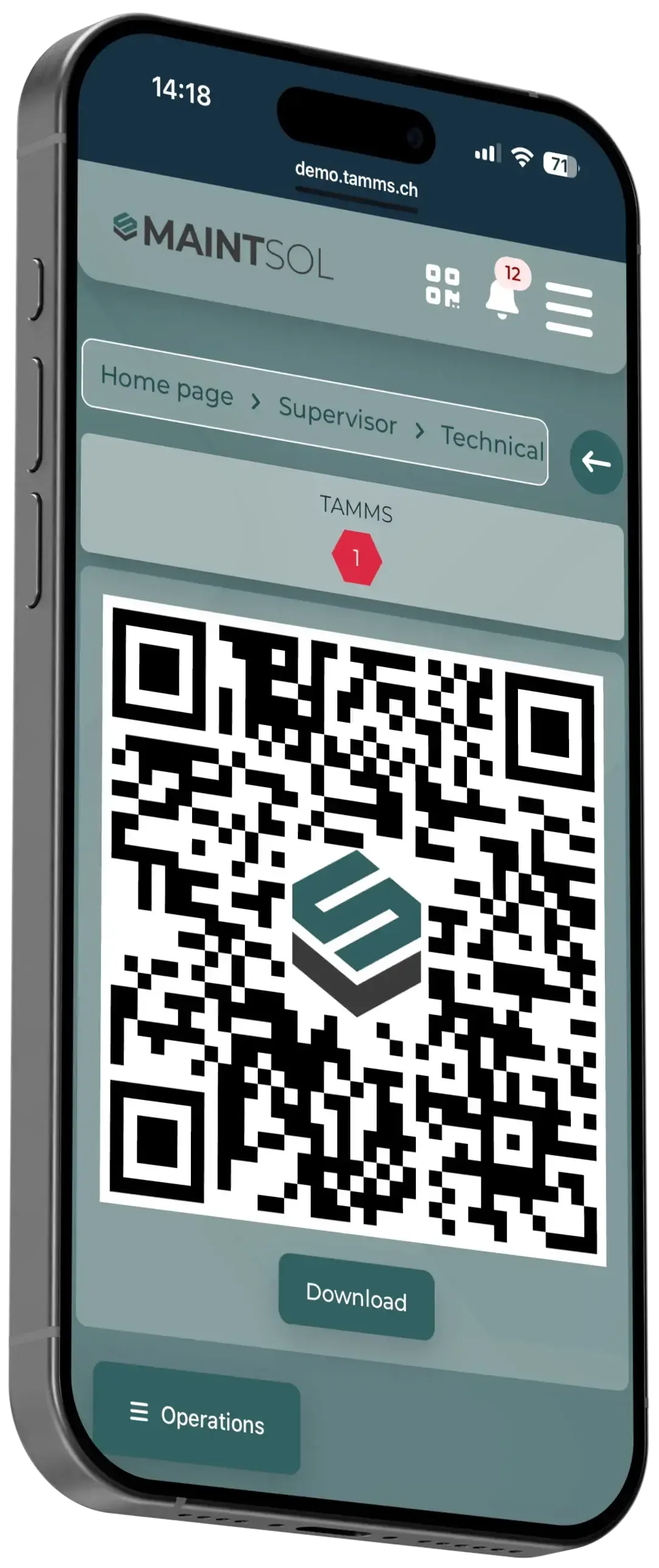 TAMMS QR-based machine identification on mobile